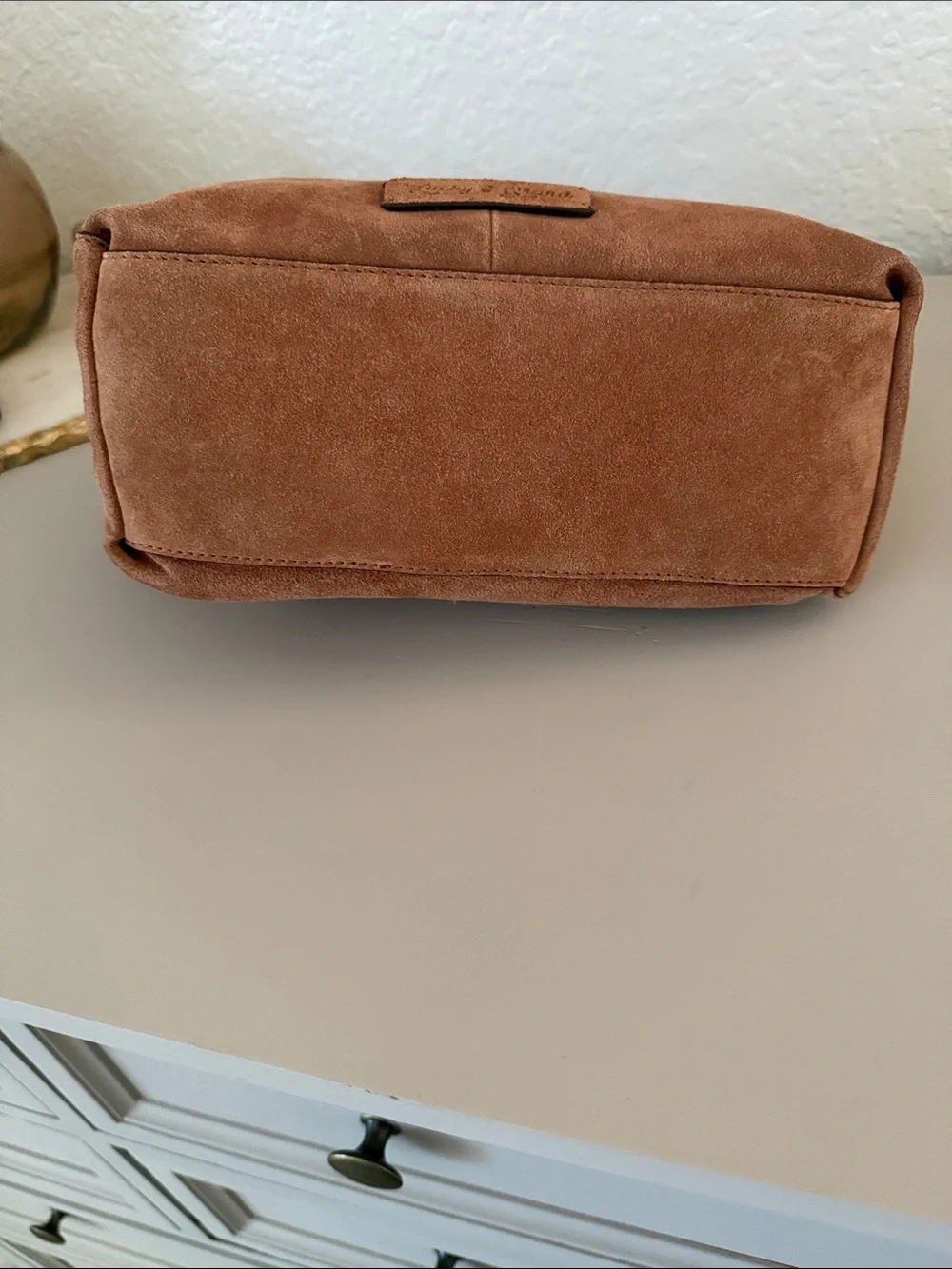 Lucky Brand Suede Drawstring Hobo — Rust